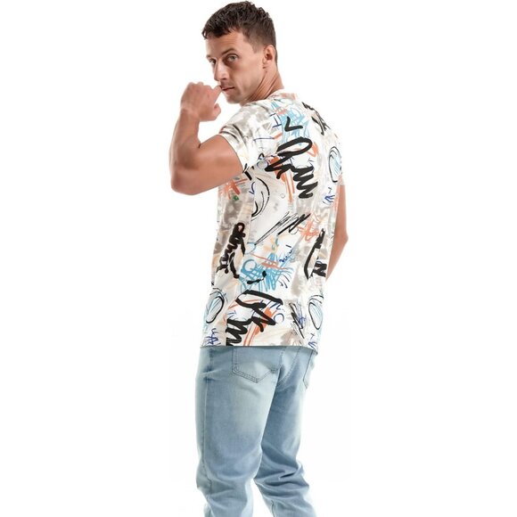 Mens White Hipster Hip Hop Short Sleeve Print T Shirt Casual Summer Top - Picture 5 of 5